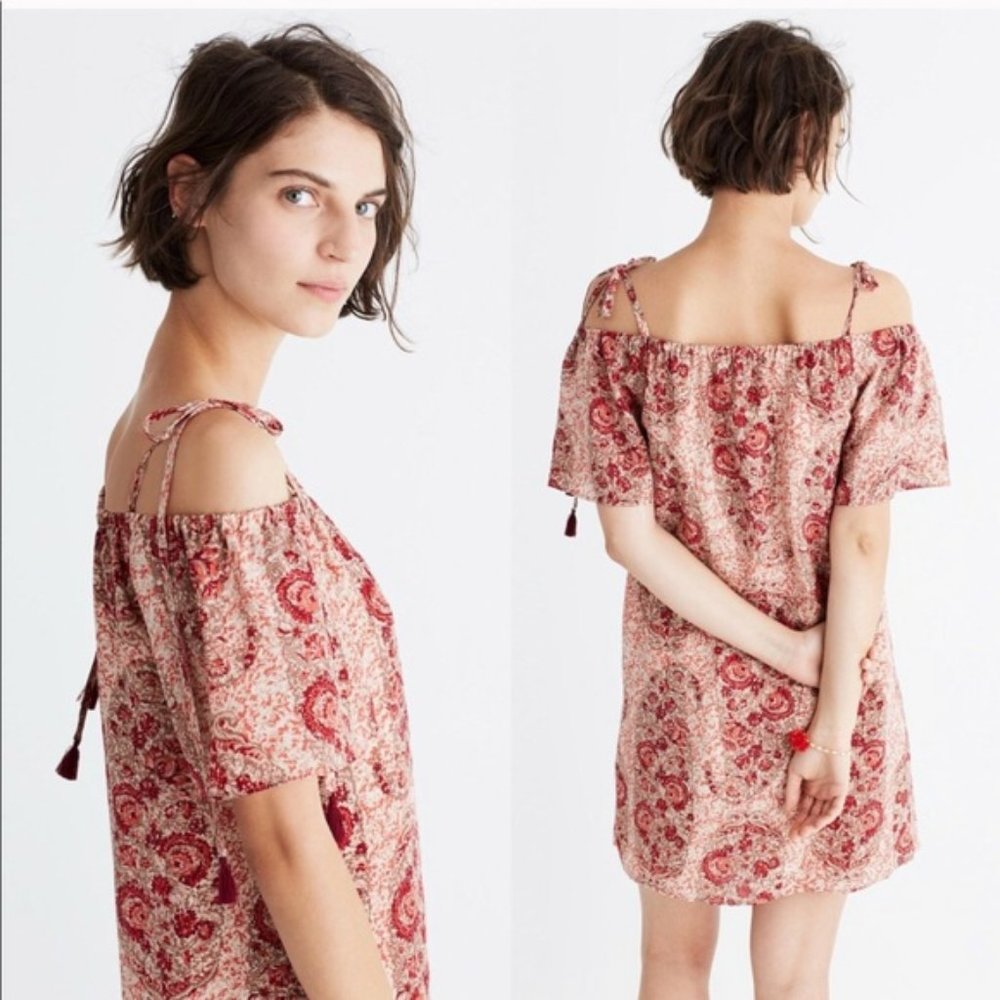 Madewell Silk Cold Shoulder Dress  in Dusty Blush - Picture 2 of 5